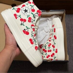 Converse Size 8 Women's Cherry Print High-Top Sneakers - Chuck Taylor All Star